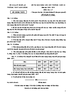 Đề thi học sinh giỏi cấp trường môn Địa lý Lớp 10 - Năm học 2018-2019 - Trường THPT Con Cuông (Có đáp án)